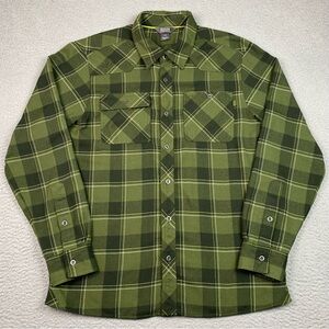 Outdoor Research Flannel Shirt Men's Size L Green Plaid Long Sleeve Button Up
